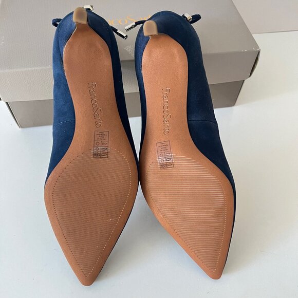 NEW Franco Sarto Real Suede Bow Back Pumps Shoes in Blue, Size 7.5 M - Picture 12 of 16
